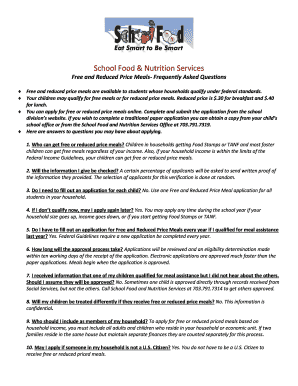 Free and Reduced Price Meals- Frequently Asked Questions