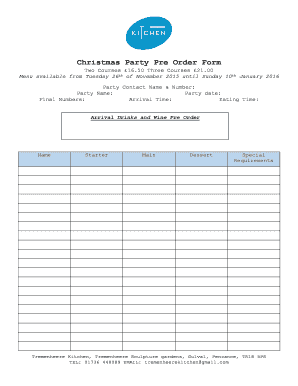 christmas pre order form template