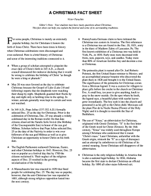 Fillable Online A CHRISTMAS FACT SHEET Fax Email Print - pdfFiller