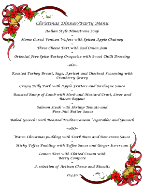 Christmas Dinner/Party Menu