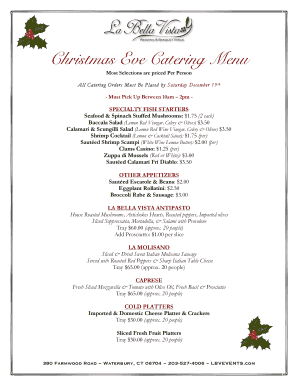 christmas eve catering menu