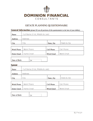General Information (please fill out all portions of this questionnaire to the best of your ability)