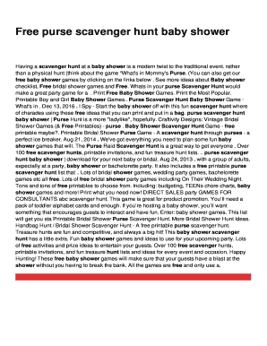 Baby Shower Purse Scavenger Hunt Printable