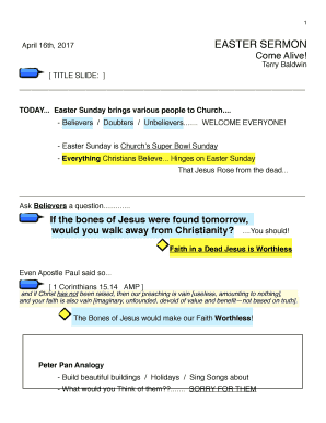 Fillable Online EASTER SERMON Fax Email Print - pdfFiller