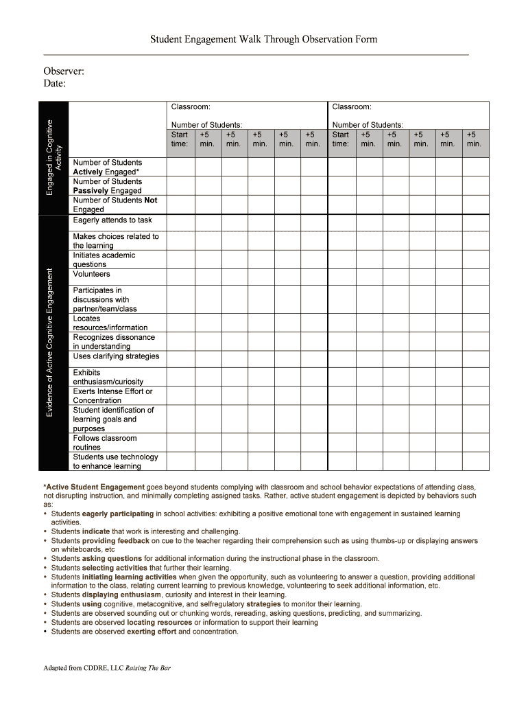 student engagement observation checklist Preview on Page 1