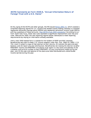AICPA Comments on Form 3520-A, "Annual Information Return of Foreign Trust with a U