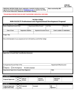 Del Mar College POD Proposal Form ADM020