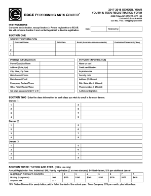 YOUTH & TEEN REGISTRATION FORM