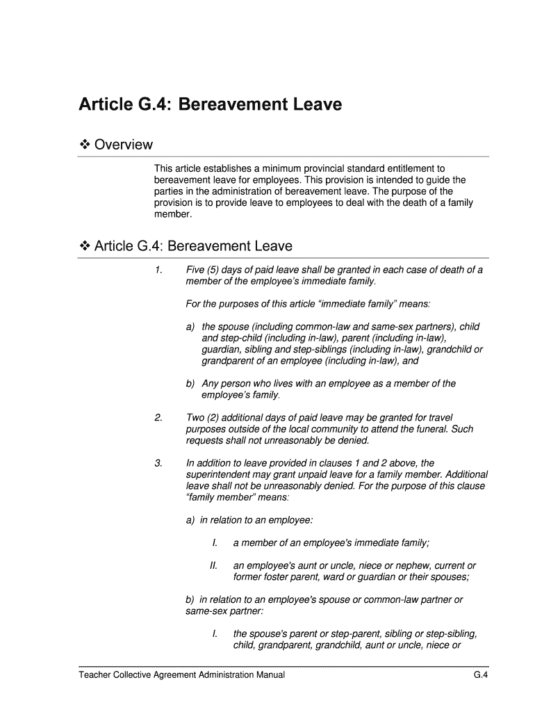 Fillable Online 4 Bereavement Leave Fax Email Print pdfFiller