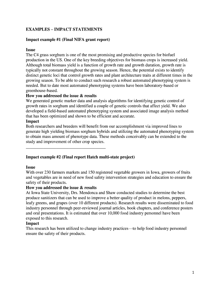 Impact Statements Examples Fill Online, Printable, Fillable, Blank