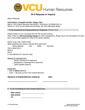 W-2 Request or Inquiry