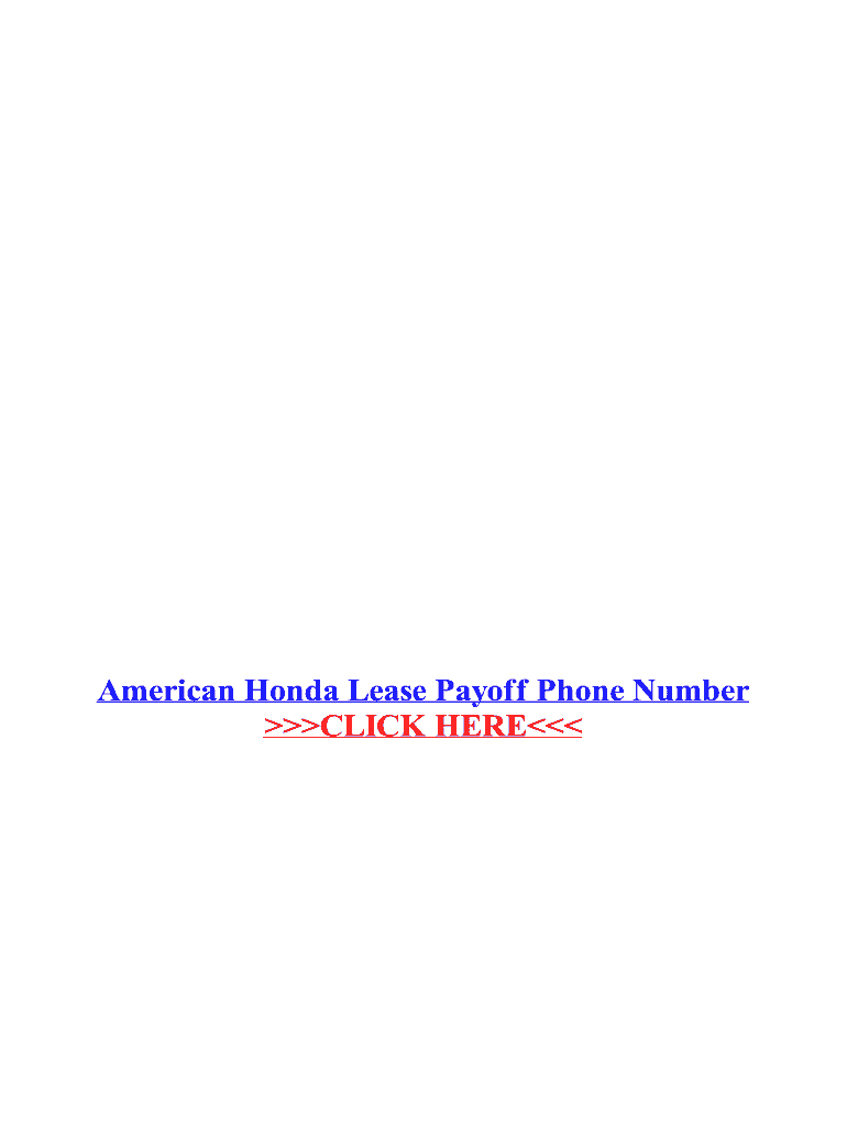 Fillable Online American Honda Lease Payoff Phone Fax Email Print