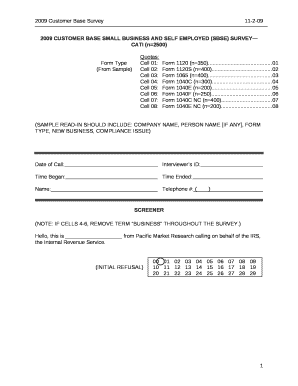 2009 Customer Base SMALL BUSINESS AND SELF EMPLOYED (SBSE) SURVEYCATI (n2500)