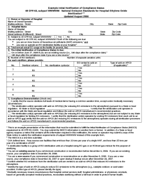 Example Initial Notification of Compliance Status