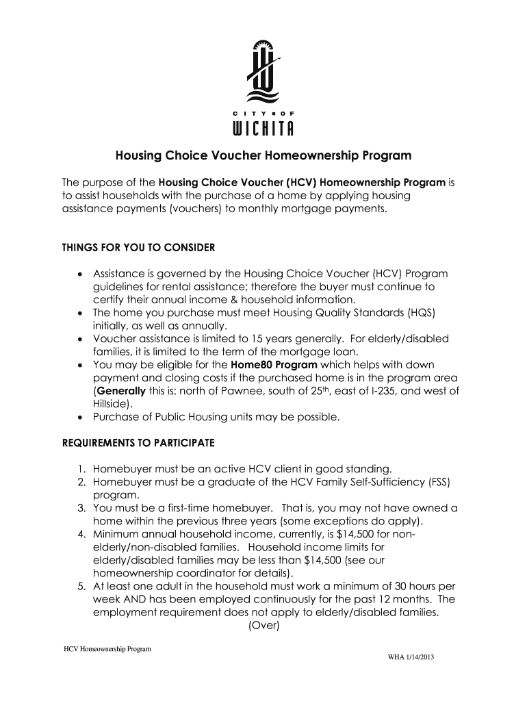 Fillable Online The purpose of the Housing Choice Voucher (HCV