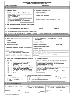 HHS 653 - Small Business Review Form