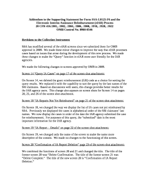 Addendum to the Supporting Statement for Form SSA-L8125-F6 and the