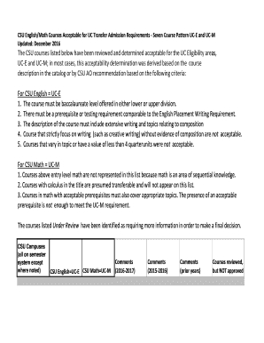 Fillable Online CSU English/Math Courses Acceptable for UC Transfer Fillable Online CSU English/Math Courses Acceptable for UC Transfer