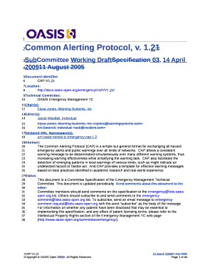Common Alerting Protocol, v Doc Template | pdfFiller
