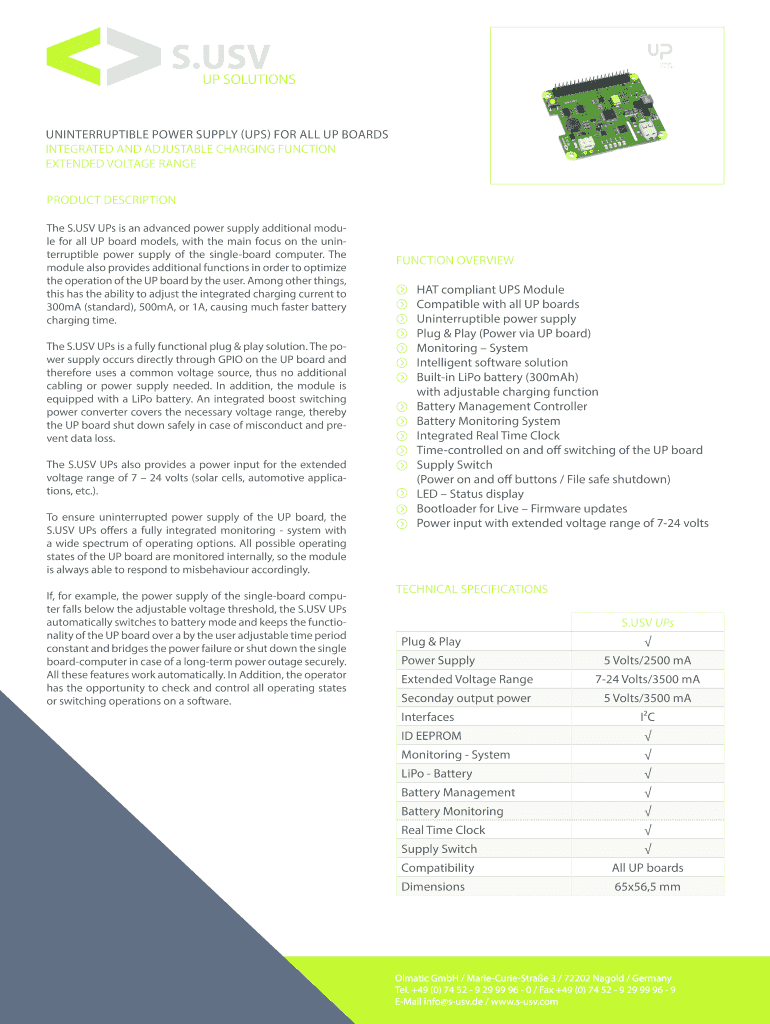 Fillable Online UNINTERRUPTIBLE POWER SUPPLY (UPS) FOR ALL UP BOARDS ...