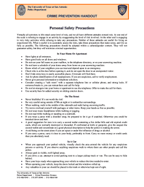 Fillable Online Personal Safety Precautions Fax Email Print - pdfFiller