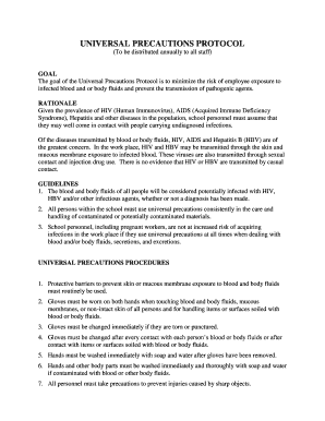Fillable Online UNIVERSAL PRECAUTIONS PROTOCOL Fax Email Print - pdfFiller