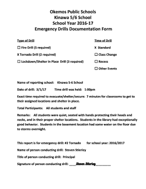 Fillable Online X Tornado Drill (2 required) Fax Email Print - pdfFiller