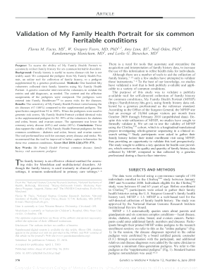 Fillable Online Validation of My Family Health Portrait for six common ...