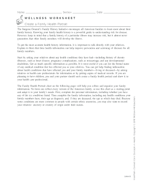 Fillable Online Create a Family Health Portrait Fax Email Print - pdfFiller