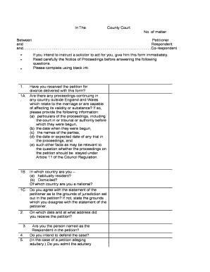 Acknowledgement of Service - Divorce Form