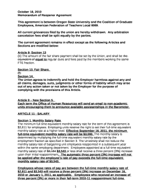 Memorandum of Reopener Agreement