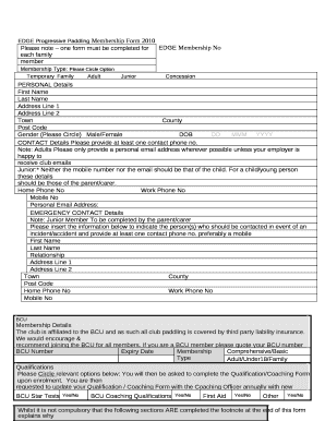 EDGE Progressive Paddling Membership Form 2010