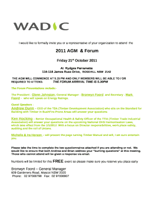 I would like to formally invite you or a representative of your organization to attendthe