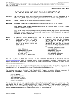 b) If the 2011 Tax Due, 2012 1st Quarter Prepayment, and/or the 2011 Retaliatory Tax Due arepaid by EFT, or if there is ZERO (-0-) balance due, or If there is a Tax Refund Due, then mail the Premium Tax Return and the prepayment voucher to: