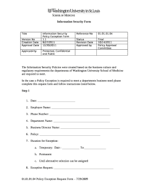 Information Security Policy Exception Form