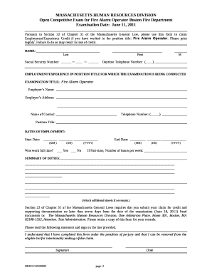 Open Competitive Exam for Fire Alarm Operator Boston Fire Department