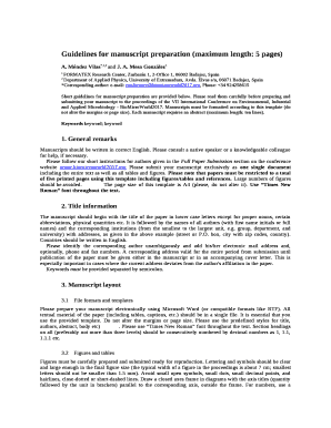Guidelines for manuscript preparation (maximum length: 5 pages)