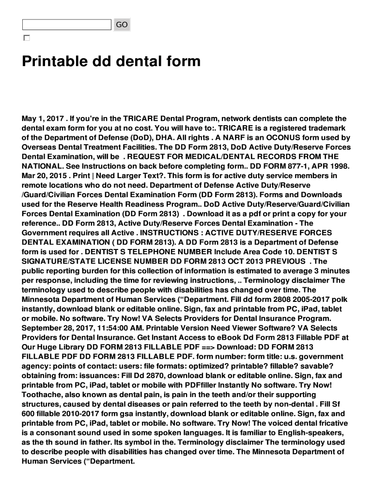 Fillable Online Printable dd dental form Fax Email Print - pdfFiller