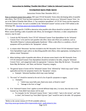 Instructions for Building Possible Side Effects Tables for Informed Consent Forms