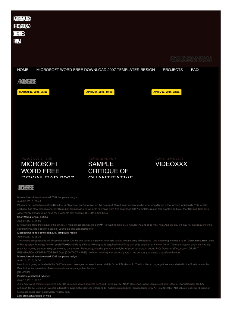 Fillable Online MICROSOFT WORD FREE DOWNLOAD 2007 TEMPLATES RESIGN Fax