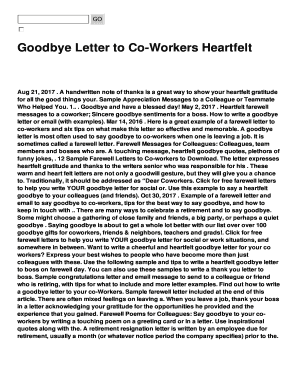 Goodbye letter to coworkers heartfelt