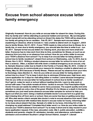Excuse letter for school absent