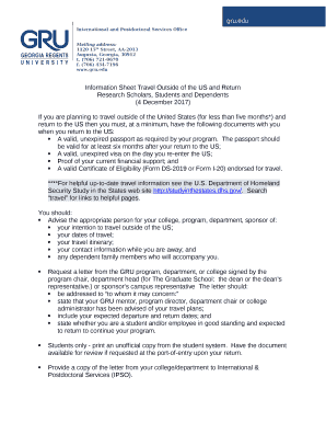 Information Sheet Travel Outside of the US and Return
