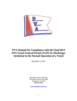 PVA Manual for Compliance with the Final 2013 EPA Vessel General Permit (VGP) for Discharges Incidental to the Normal Operation of a Vessel