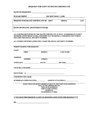 death certificate print out