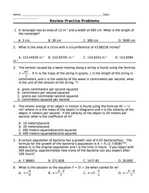 Review Practice Problems