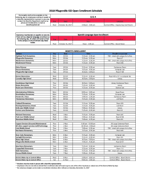 Fillable Online 2018 Pflugerville ISD Open Enrollment Schedule Fax