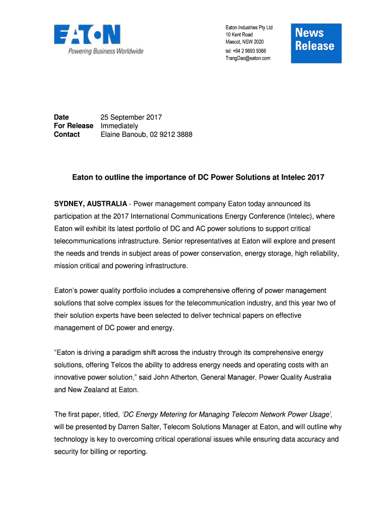 Fillable Online Eaton Industries Pty Ltd Fax Email Print pdfFiller