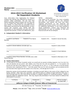 2014-2015 Verification V6 Worksheet