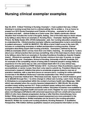 Fillable nursing clinical exemplar examples - Edit, Print & Download